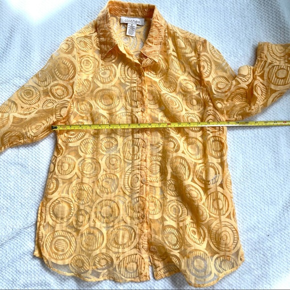 Retro Circles Sheer Button Up Top See Through Coverup by c.l.o.t.h.e.s. - Picture 11 of 11
